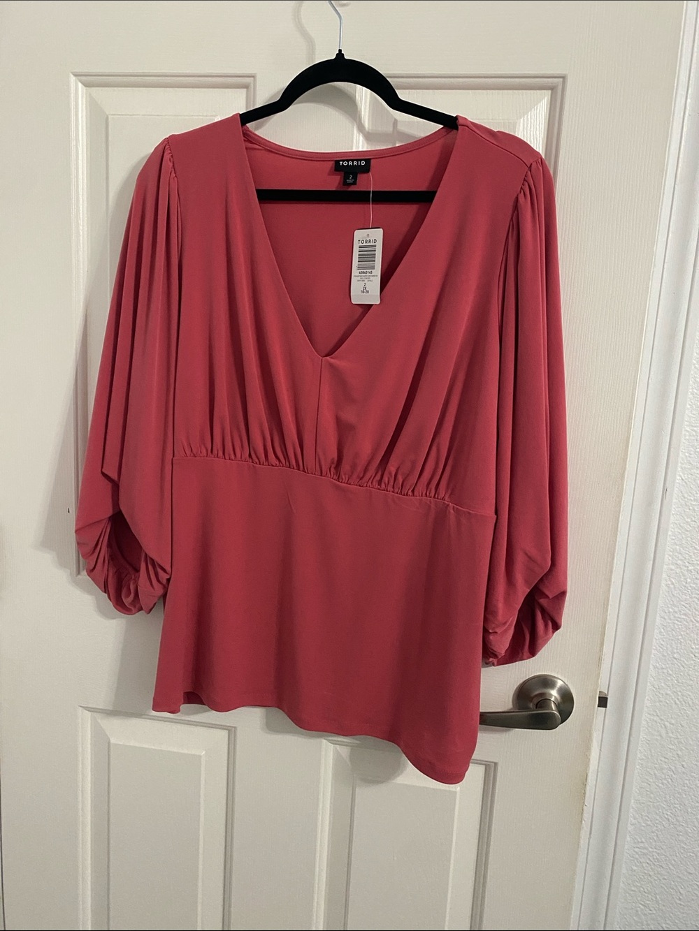 torrid Rose Pink V-Neck Blouson Sleeve Top